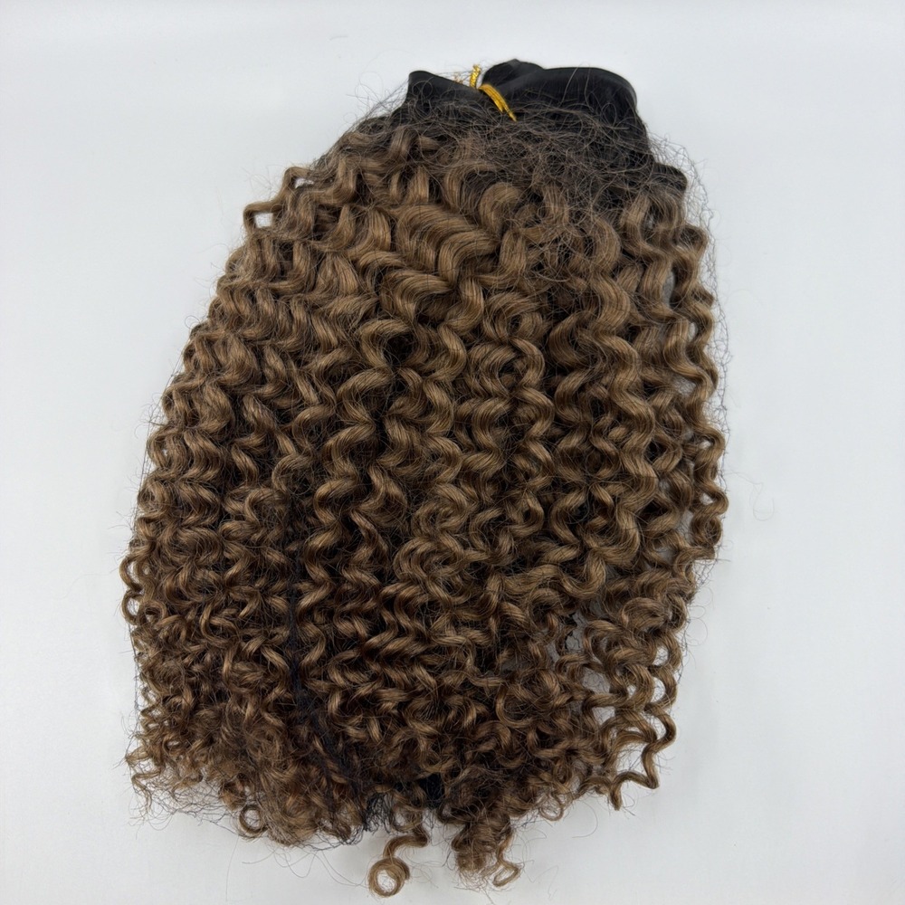 BELLAMI Silk Seam Textured Clip Ins NEW Off Black Almond Brown 1B/7 16" 3C Curl